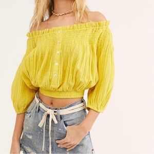 Free People dancing till dawn top citrus honey Large womens